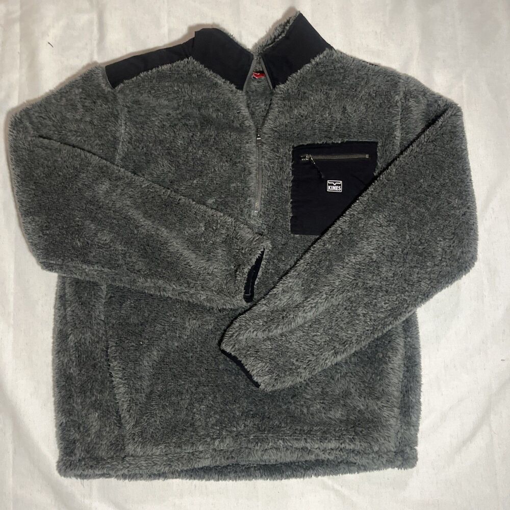 Kimes Ranch Jacket Mens L Grey Whiskey Fleece 1/4 Zip Pullover Western Cowboy